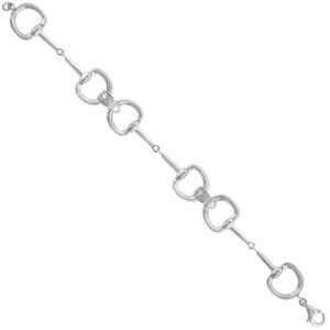 Heavy Sterling Silver Linked Snaffle Bit Bracelet Dee Ring with Buckle 7.5"